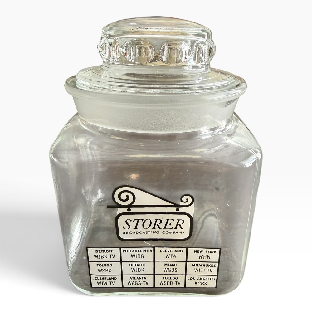 Vintage Storer Broadcasting Company Glass Jar Media History Radio TV Stations